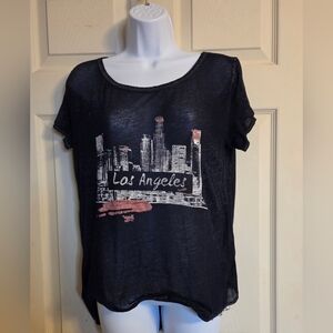 Hollister Navy Los Angeles Graphic Women's Burnout Top Small